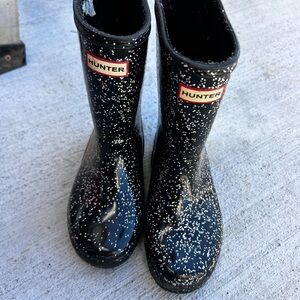 Hunter Kids Black and White Speckled Boots